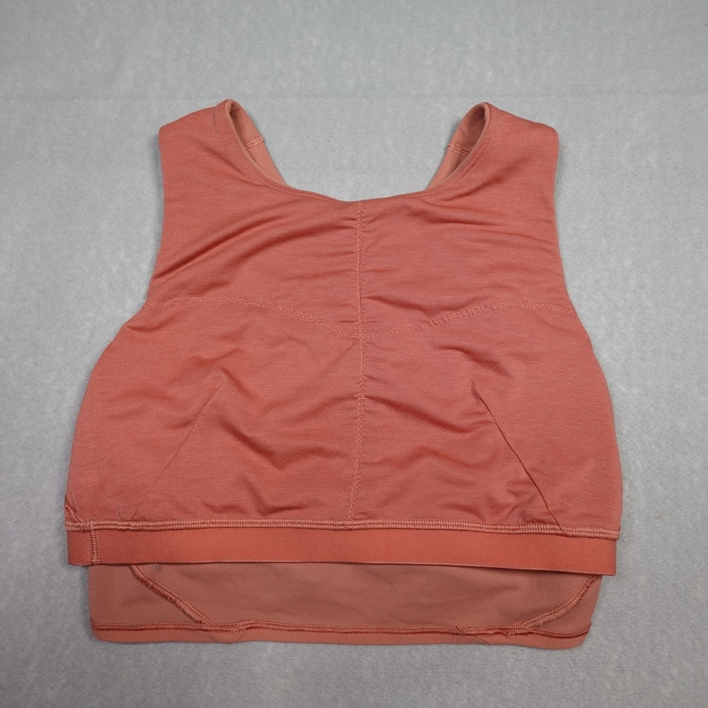 Lululemon Crop Tank Top Womens Large Pink Cross Back Athletic Yoga Gym Workout